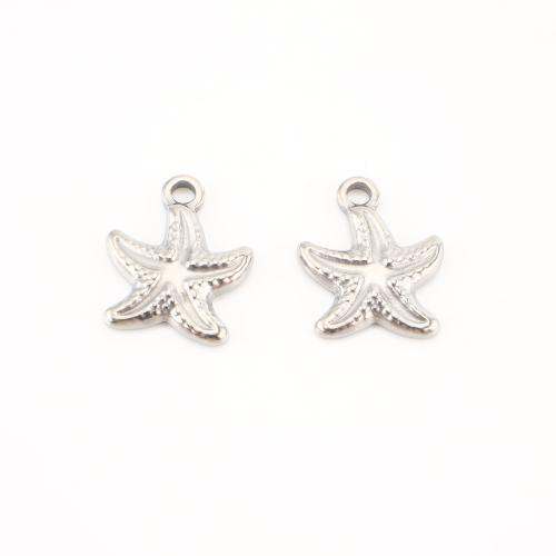 Edelstahl Tieranhänger, 304 Edelstahl, Seestern, DIY, originale Farbe, 19x15x2mm, 20PCs/Menge, verkauft von Menge