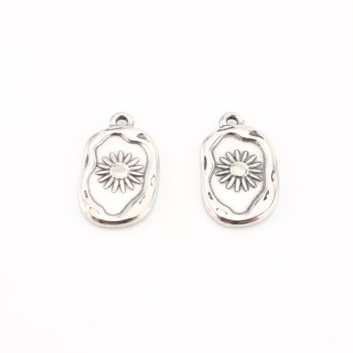 Edelstahl -Blumen-Anhänger, 304 Edelstahl, DIY, originale Farbe, 21x13x2mm, 20PCs/Menge, verkauft von Menge