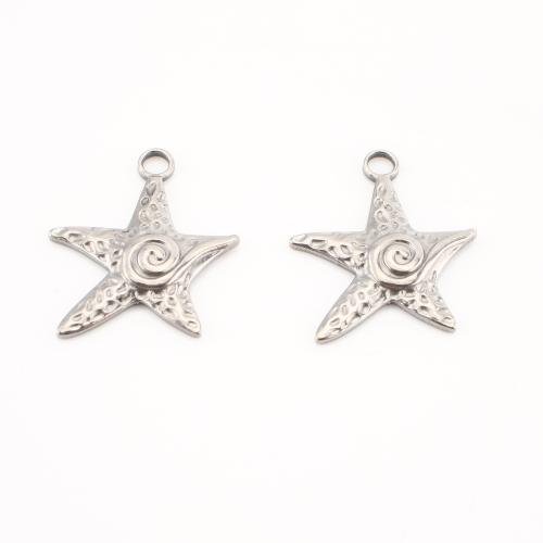 Bijoux pendentifs en acier inoxydable , Acier inoxydable 304, étoile de mer, DIY, couleur originale, 23x20x2mm, 20PC/lot, Vendu par lot