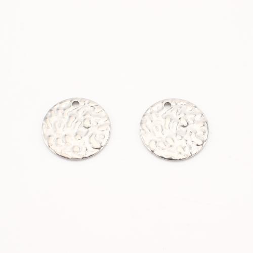 Bijoux pendentifs en acier inoxydable , Acier inoxydable 304, Plat rond, DIY & martelé, couleur originale, 15x15x1mm, 20PC/lot, Vendu par lot