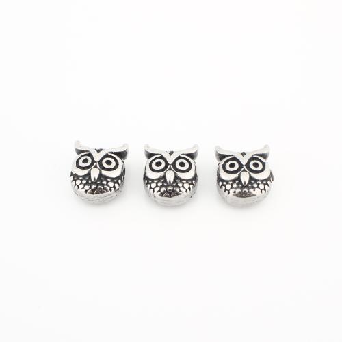 Acier inoxydable Spacer Perles, Acier inoxydable 304, hibou, Vintage & DIY, 11x9x5mm, Vendu par PC
