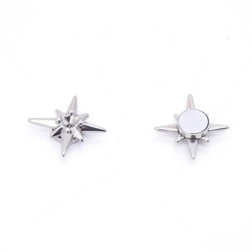 304 Edelstahl Magnetische Ohrstecker, Acht Point Star, poliert, Modeschmuck & unisex & mit Strass, keine, 15x16mm, verkauft von PC