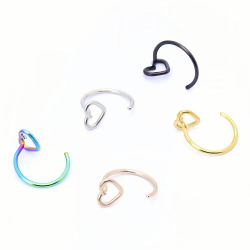 Acier inoxydable 304 Bijoux de Piercing de Nez, coeur, Placage, unisexe & creux, plus de couleurs à choisir, 10x8mm, Vendu par PC