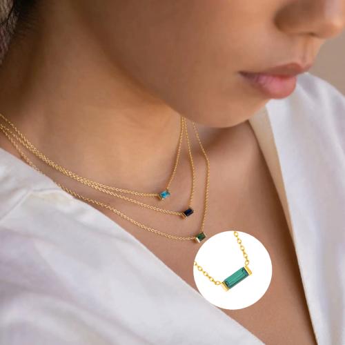 304 Stainless Steel Necklace, with 5cm extender chain, Geometrical Pattern, gold color plated, for woman & with rhinestone, more colors for choice, Length:Approx 40 cm, Sold By PC
