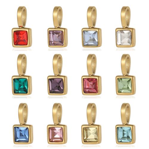 Stainless Steel Pendants, 304 Stainless Steel, Geometrical Pattern, gold color plated, DIY & micro pave cubic zirconia, more colors for choice, 6x12mm, Sold By PC