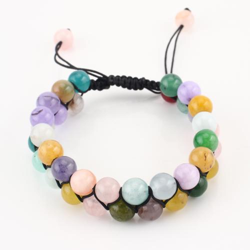 Gemstone Bracelet, Round, Double Layer & Unisex, multi-colored, Sold By PC