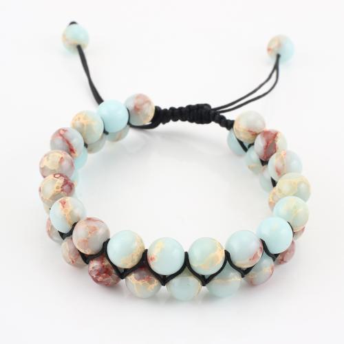 Gemstone Bracelet, Round, Double Layer & Unisex, multi-colored, Sold By PC