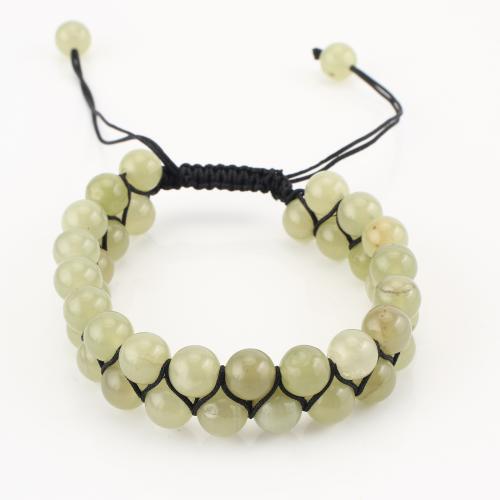 Gemstone Bracelet, Round, Double Layer & Unisex, green, Sold By PC