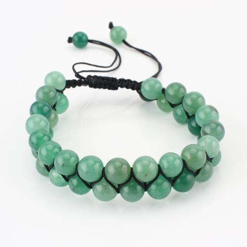 Piedras preciosas Pulsera, Esférico, Doble capa & unisexo, verde, Vendido por UD
