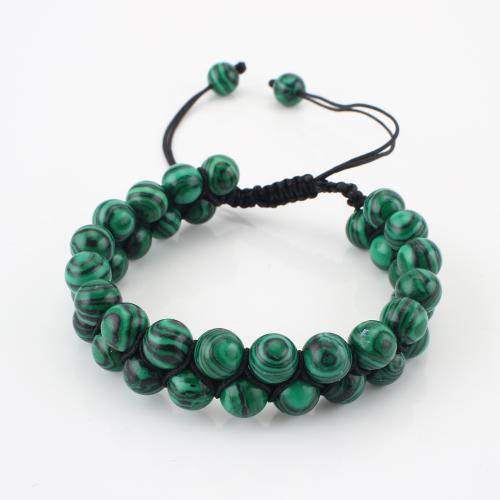 Gemstone Bracelet, Round, Double Layer & Unisex, green, Sold By PC