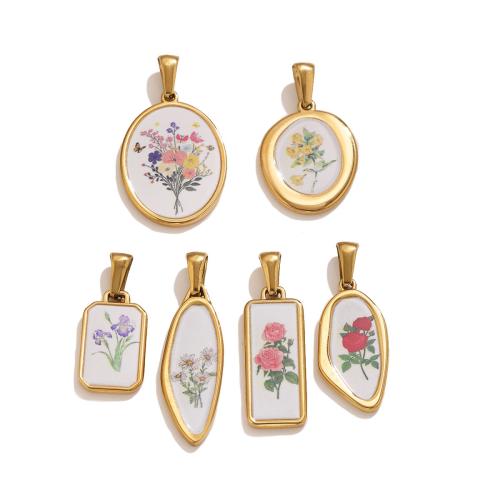 Edelstahl Schmuck Anhänger, 304 Edelstahl, goldfarben plattiert, Drucken & DIY & verschiedene Stile für Wahl, verkauft von PC