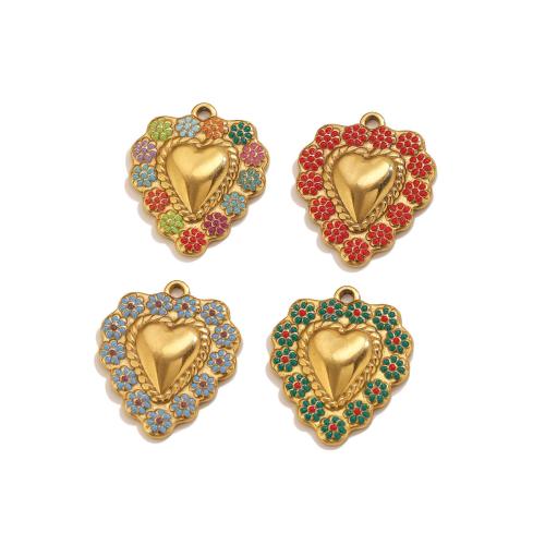 Brass Heart Pendants, 304 Stainless Steel, gold color plated, DIY & enamel, more colors for choice, 18x22mm, Hole:Approx 1.2mm, Sold By PC