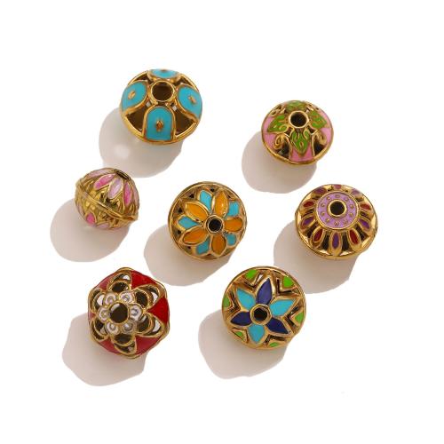 Espaciador de los granos del acero inoxidable, acero inoxidable 304, chapado en color dorado, Bricolaje & esmalte & con diamantes de imitación & hueco, más colores para la opción, Vendido por UD