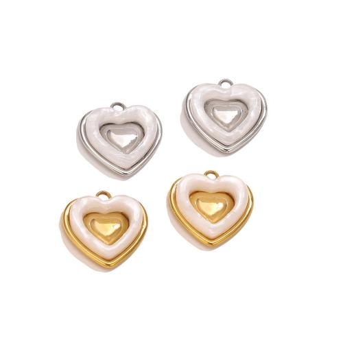 Pendientes Corazón de acero inoxidable, acero inoxidable 304, chapado, Bricolaje & esmalte, más colores para la opción, 21.30x22mm, agujero:aproximado 2.5mm, Vendido por UD