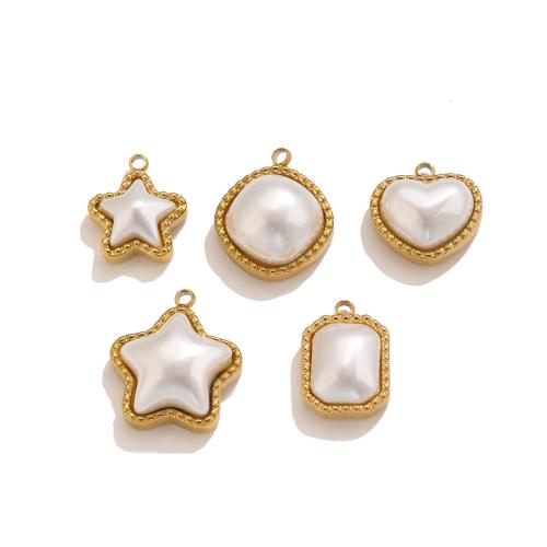 Edelstahl Schmuck Anhänger, 304 Edelstahl, mit Kunststoff Perlen, goldfarben plattiert, DIY & verschiedene Stile für Wahl, verkauft von PC