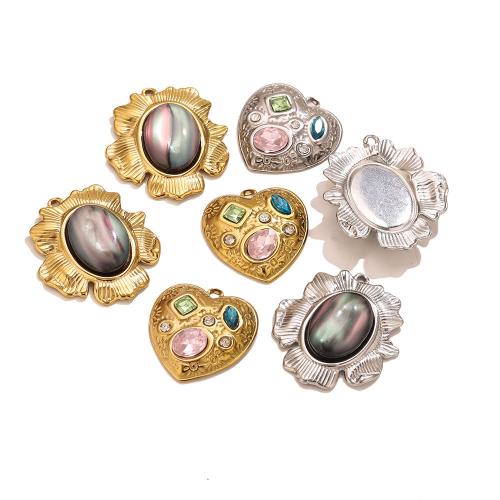 Edelstahl Schmuck Anhänger, 304 Edelstahl, mit Muschel, plattiert, DIY & verschiedene Stile für Wahl & mit Strass, verkauft von PC