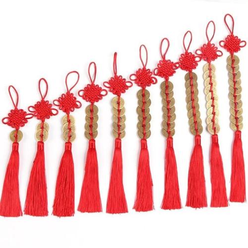 cordon de polyester Ornements suspendus, avec alliage de zinc, noeud chinois, fait à la main, normes différentes pour le choix, Vendu par PC