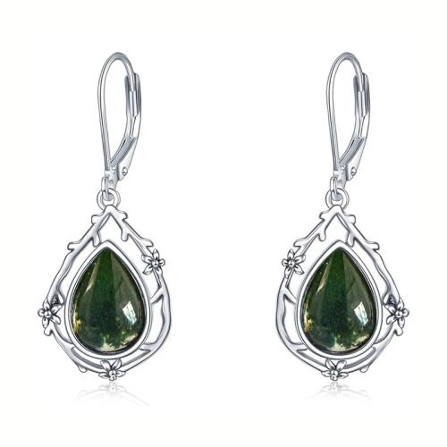 Brass Lever Back Earring, Teardrop, platinum plated, for woman & decal, 14x34mm, Sold By PC