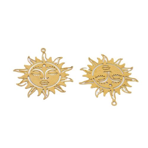 Brass Jewelry Pendants, Sun, DIY & hollow, original color, 32x35mm, Sold By PC