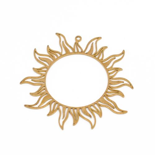Brass Jewelry Pendants, Sun, polished, DIY & hollow, original color, 60x60x0.80mm, Sold By PC