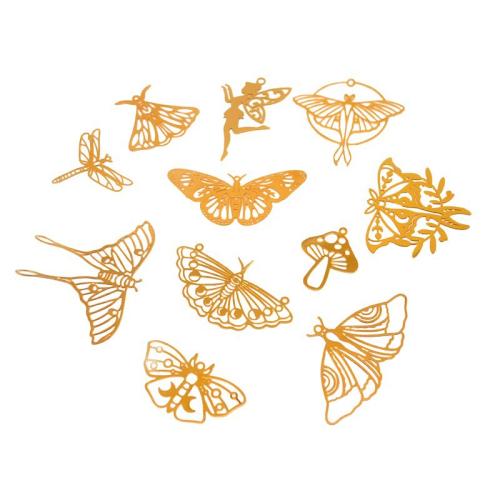 Brass Jewelry Pendants, polished, DIY & different styles for choice & hollow, original color, 10PCs/Bag, Sold By Bag