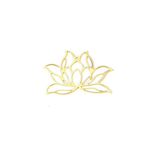 Fashion Iron Pendants, Lotus, rack plating, DIY & hollow, gold, 63x47mm, 100PCs/Bag, Sold By Bag