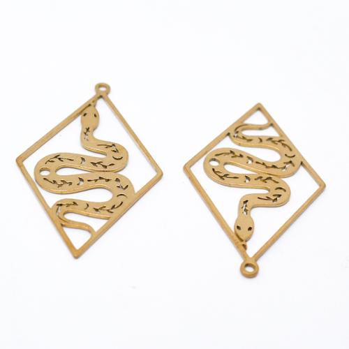 Hollow Brass Pendants, Snake, polished, DIY, original color, 26x42mm, Sold By PC
