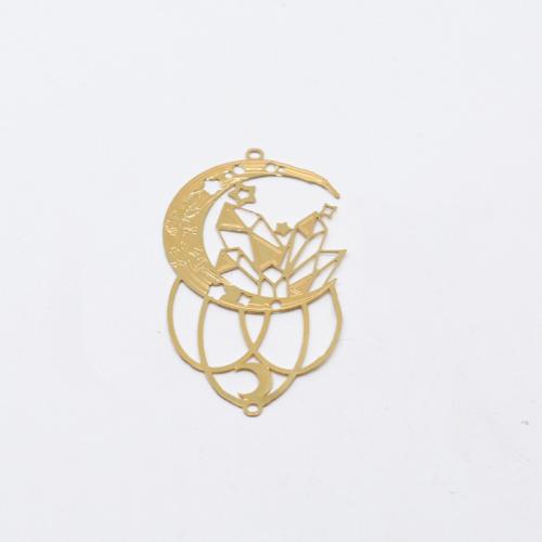Brass Jewelry Pendants, Moon, polished, DIY & hollow, original color, 27x46mm, Sold By PC