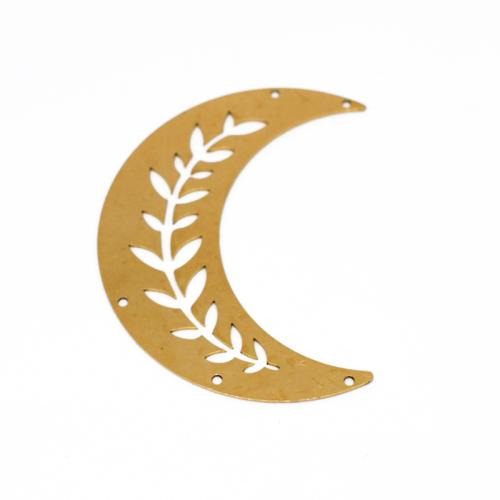 Brass Jewelry Pendants, Moon, polished, DIY & hollow, original color, 70x53x1mm, Sold By PC