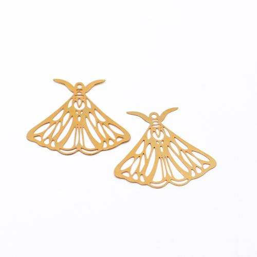 Hollow Brass Pendants, Butterfly, polished, DIY, original color, 27x30mm, Sold By PC