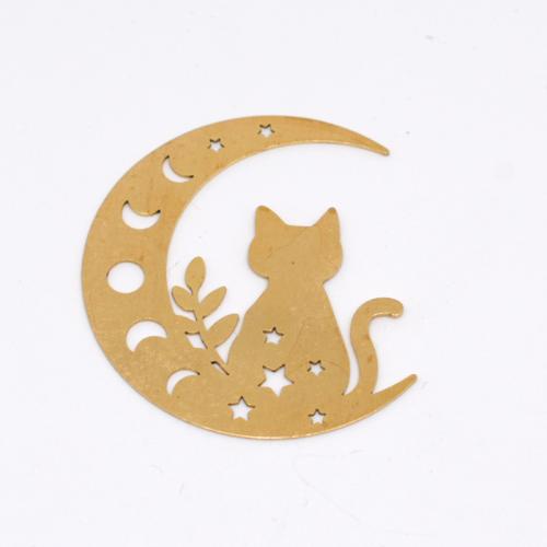 Hollow Brass Pendants, Cat, polished, DIY, original color, 50x45x0.70mm, Sold By PC