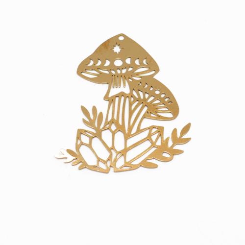 Brass Jewelry Pendants, mushroom, polished, DIY & hollow, original color, 43x50x1mm, Sold By Bag