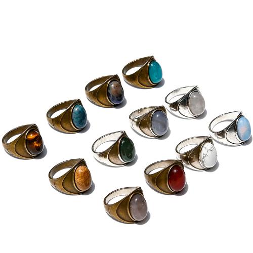 Gemstone Finger Ring, with Tibetan Style, plated, vintage & different materials for choice & Unisex, Sold By PC