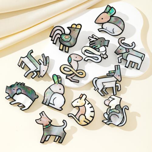 Shell Brooch, Chinese Zodiac, handmade, Unisex & different styles for choice, Sold By PC
