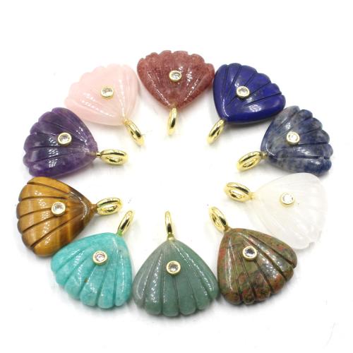 Gemstone Pendants Jewelry, with Tibetan Style, Shell, polished, DIY & different materials for choice & with rhinestone, 23x28mm, Sold By PC
