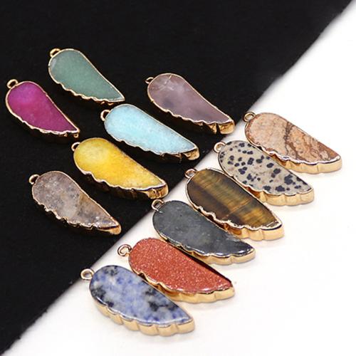 Gemstone Pendants Jewelry, Feather, plated, DIY & different materials for choice, 13x34mm, Sold By PC