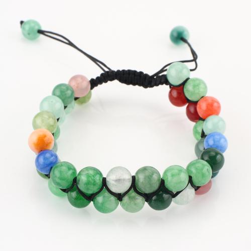 Gemstone Bracelet, Round, Double Layer & Unisex, multi-colored, Sold By PC