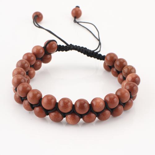 Gemstone Bracelet, Round, Double Layer & Unisex, henna, Sold By PC