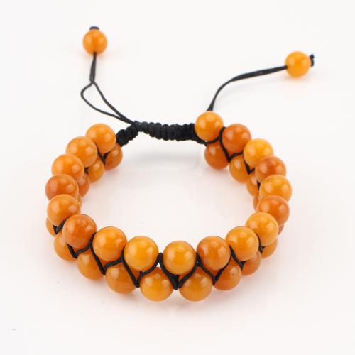 Gemstone Bracelet, Round, Double Layer & Unisex, orange, Sold By PC