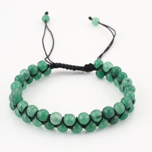 Gemstone Bracelet, Round, Double Layer & Unisex, green, Sold By PC