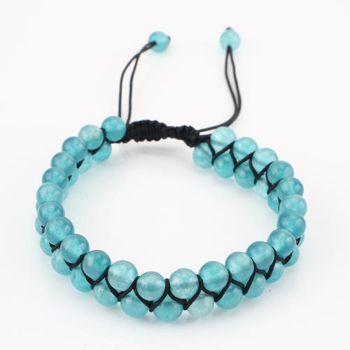 Gemstone Bracelet, Round, Double Layer & Unisex, blue, Sold By PC
