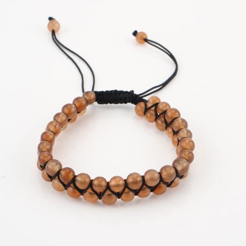 Gemstone Bracelet, Round, Double Layer & Unisex, orange, Sold By PC