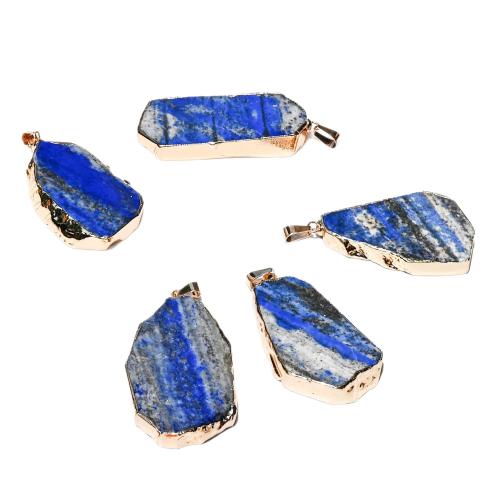 Pendentifs Lapis Lazuli, Irrégulière, Placage de couleur d'or, DIY, Vendu par PC