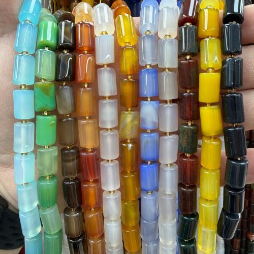 Abalorios de Ágata, Columna, pulido, Bricolaje, más colores para la opción, 8x12mm, Vendido para aproximado 38 cm Sarta