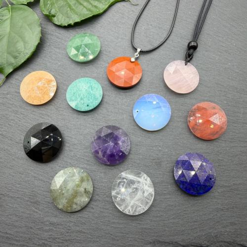Bijoux Pendentifs en pierres gemmes, pierre gemme, Plat rond, poli, DIY & différents matériaux pour le choix & facettes, 25x7mm, Vendu par PC