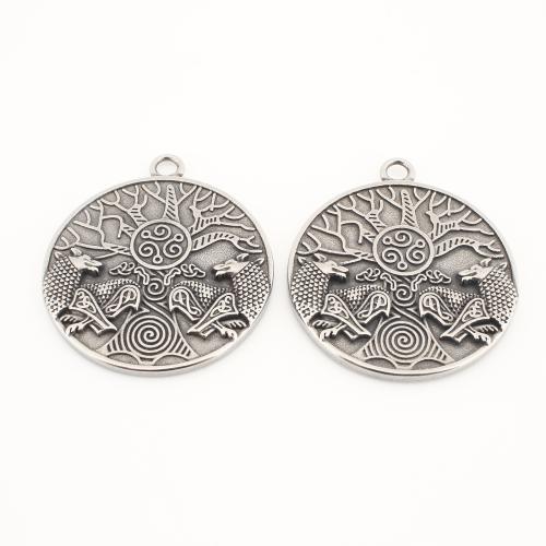 Stainless Steel Pendants, 304 Stainless Steel, Flat Round, vintage & DIY, 45x40x3mm, Sold By PC