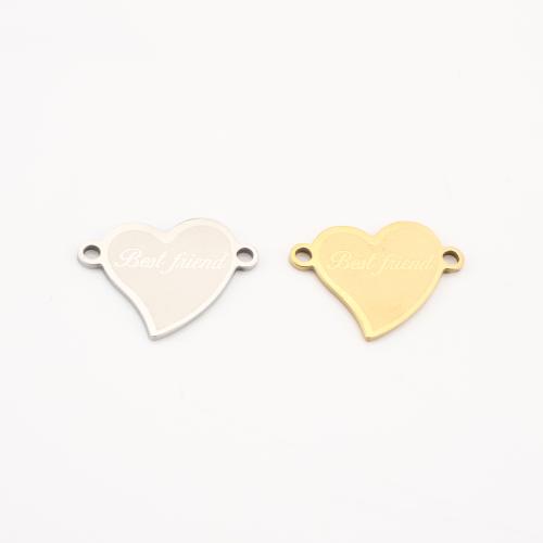 Stainless Steel Connector, 304 Stainless Steel, Heart, plated, DIY & with letter pattern, more colors for choice, 14x18x1mm, 10PCs/Lot, Sold By Lot