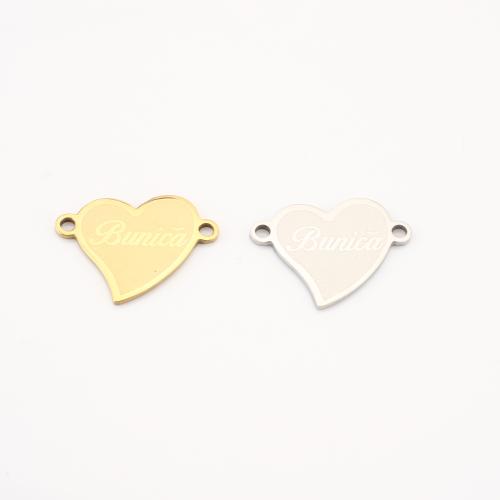 Stainless Steel Connector, 304 Stainless Steel, Heart, plated, DIY & with letter pattern, more colors for choice, 14x18x1mm, 10PCs/Lot, Sold By Lot