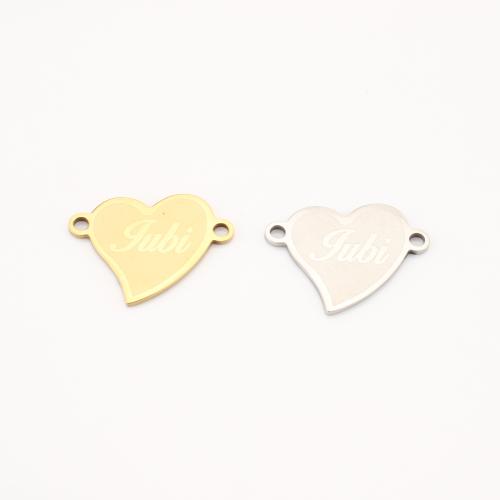 Stainless Steel Connector, 304 Stainless Steel, Heart, plated, DIY & with letter pattern, more colors for choice, 14x18x1mm, 10PCs/Lot, Sold By Lot
