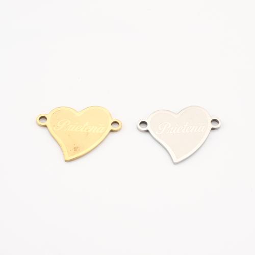 Stainless Steel Connector, 304 Stainless Steel, Heart, plated, DIY & with letter pattern, more colors for choice, 14x18x1mm, 10PCs/Lot, Sold By Lot